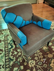 Chairs by Aaron: "Blue Scout" - Reclaimed Parlor Chair, Leather, $1000.00