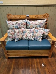 Chairs by Aaron: "The Cosey" - Hall Entry High Back, Repurposed Mahogany, Leather & Fabric, $5000.00