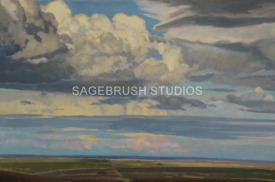 20x30 - Layered Skies - Prairie Landscape Oil Painting by Dean Francis - 2016
