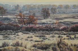 40x60 - A Crisp Morning In The River Valley - Prairie Landscape Oil Painting by Dean Francis - 2001