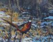 11x14 - Ring-Neck Pheasant - Prairie Landscape Oil Painting by Dean Francis - 2434