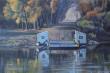 16x24 - Estuary Ferry - Prairie Landscape Oil Painting by Dean Francis - 2620